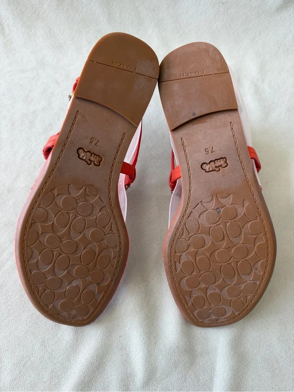 COACH Jeri Logo Thong Orange Sandals Size 7.5B